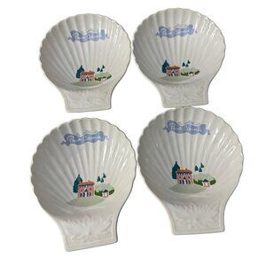 Vintage 1987 Paul Bocuse French Chef Clam Shell 5'‎ Appetizer Dishes Set of 4
